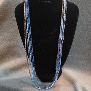 Elegant Blue and Silver Beaded Necklace